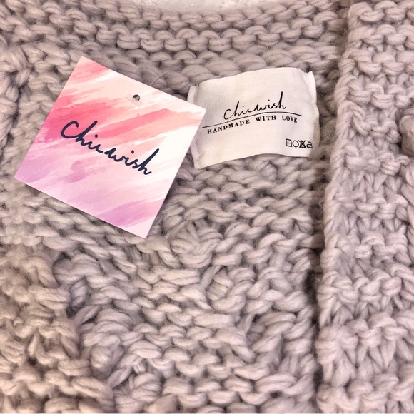 Chicwish Knit Your Love Oversized Chunky Handmade Heart Popcorn Cardigan Sweater - Picture 5 of 7